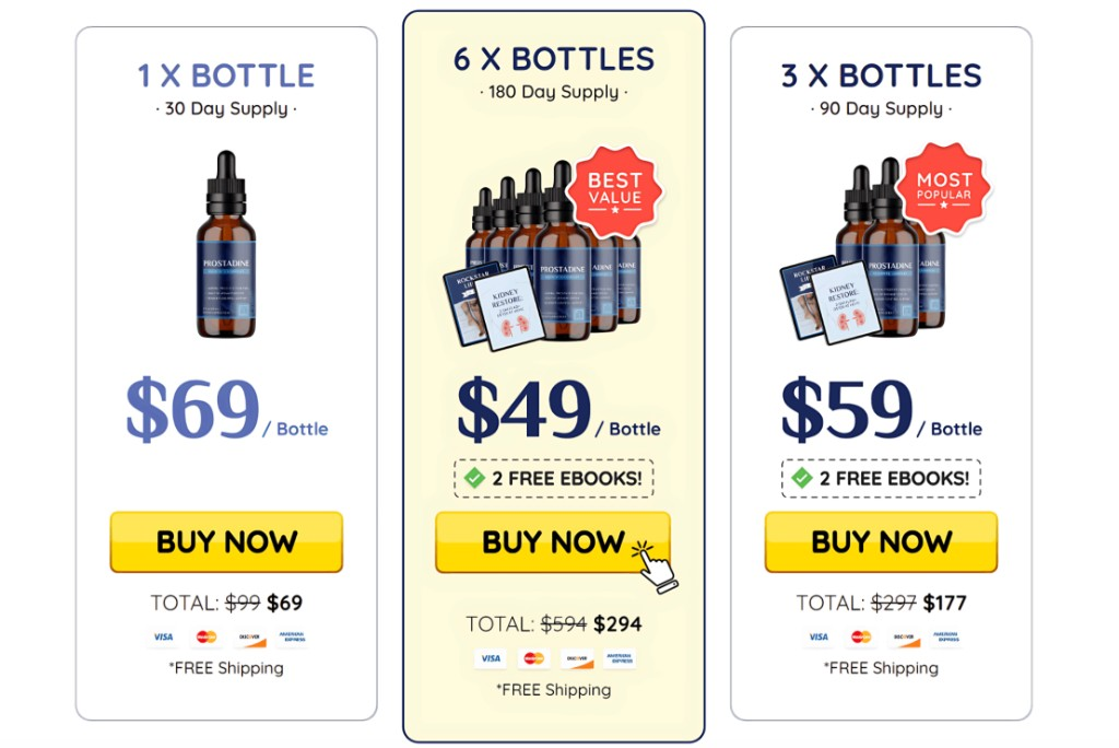 Prostadine official price packages 1 3 6 bottles order online